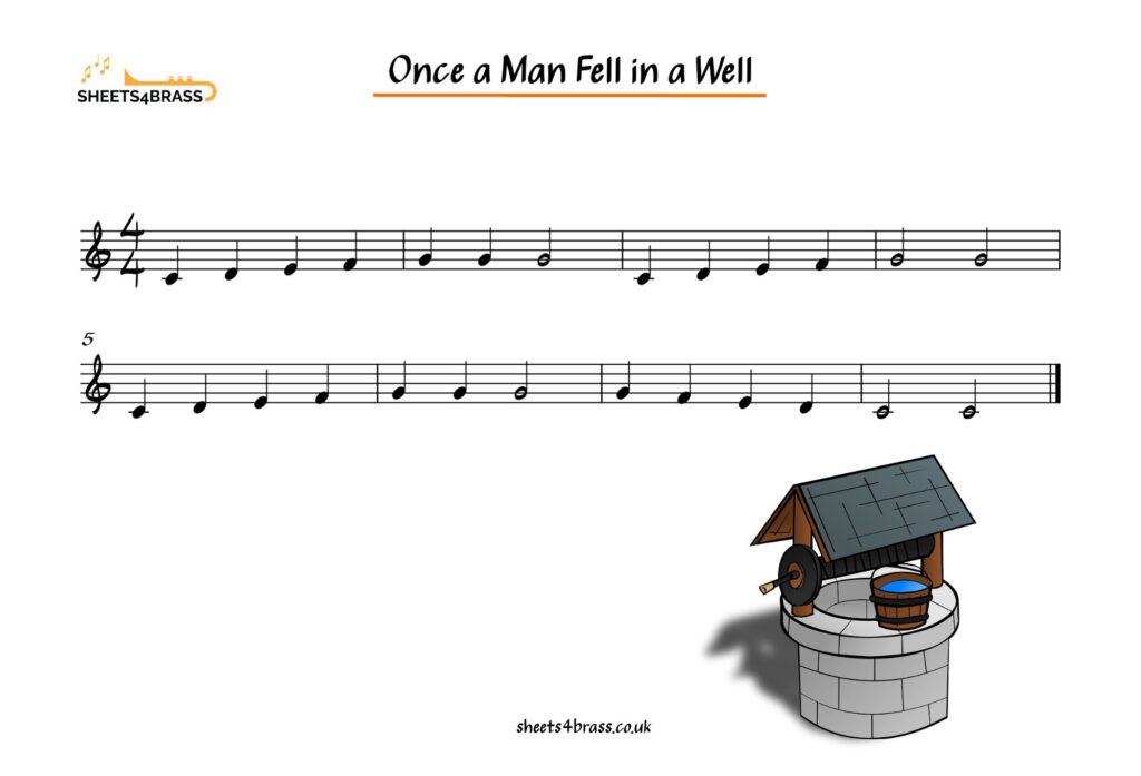 Once a Man Fell in a Well Music Sheet for Trumpet, Horn, Cornet, Euphonium, Baritone and Tuba