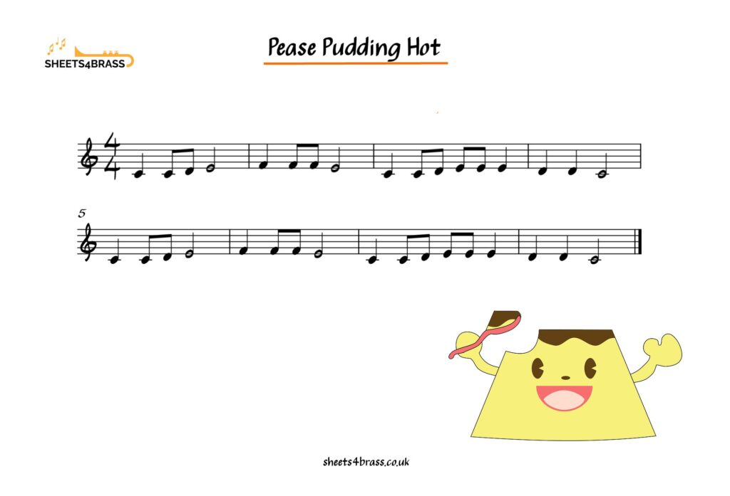 Pease Pudding Hot Music Sheet for Trumpet, Horn, Cornet, Euphonium, Baritone and Tuba
