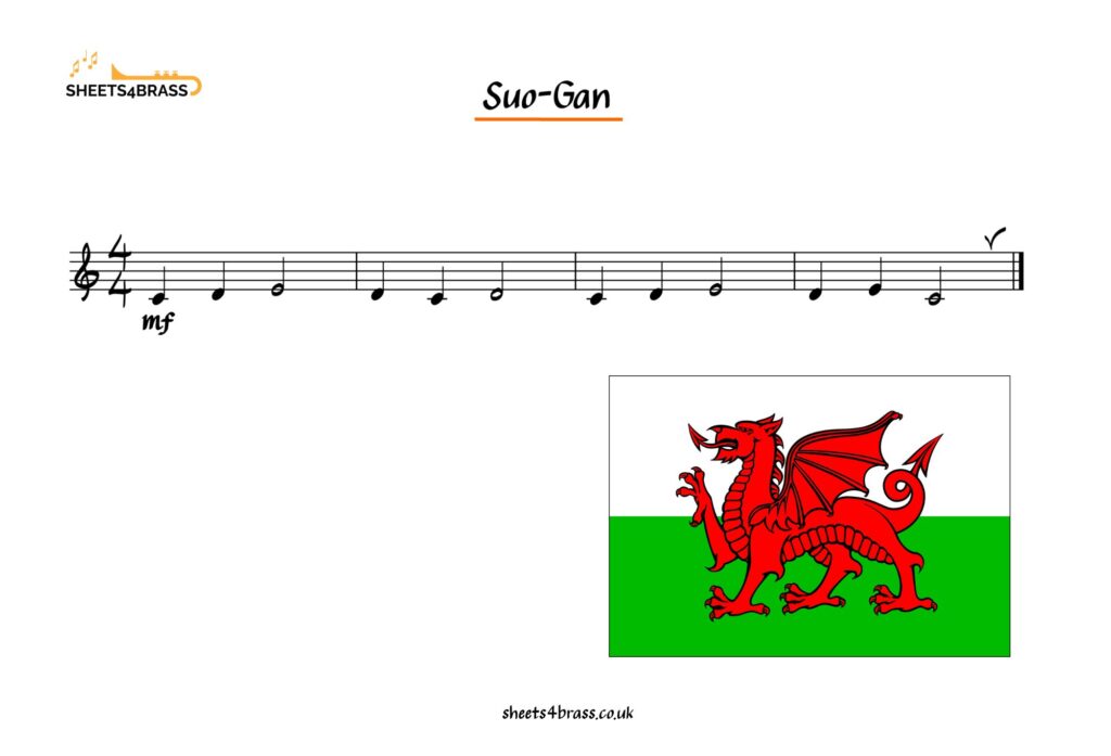 Suo Gan Music Sheet for Trumpet, Horn, Cornet, Euphonium, Baritone and Tuba