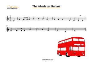 The Wheels on the Bus Music Sheet for Trumpet, Horn, Cornet, Euphonium, Baritone and Tuba