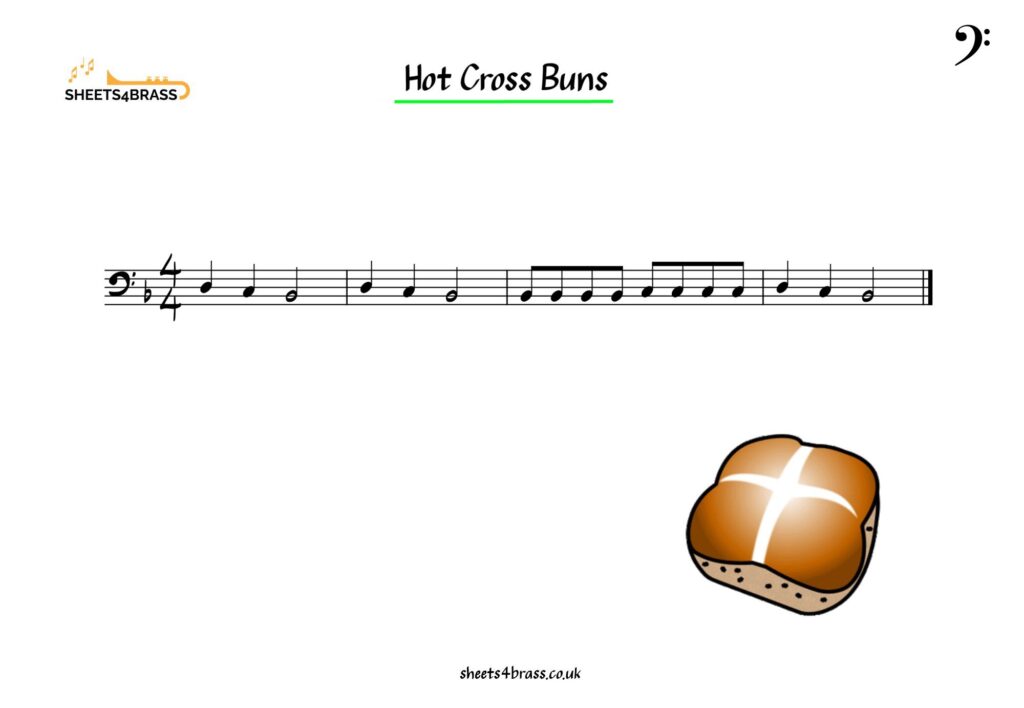 Hot Cross Buns for trombone