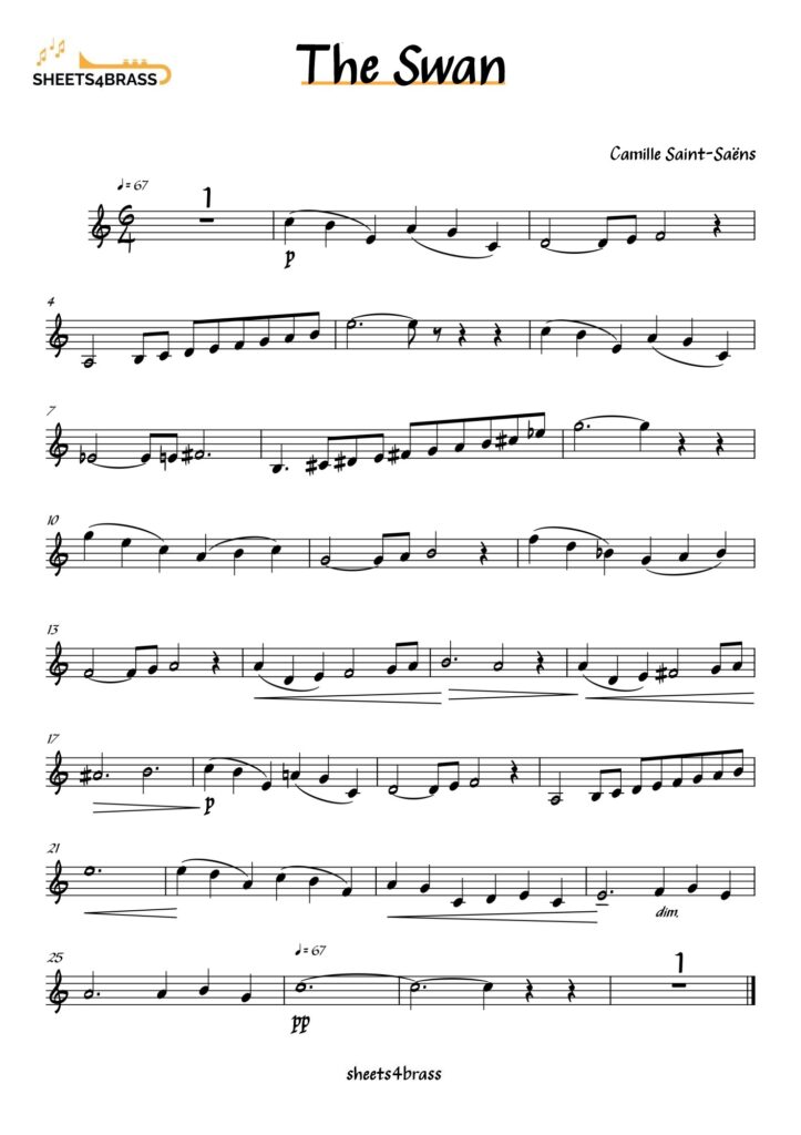 Sheet Music for The Swan for Trumpet