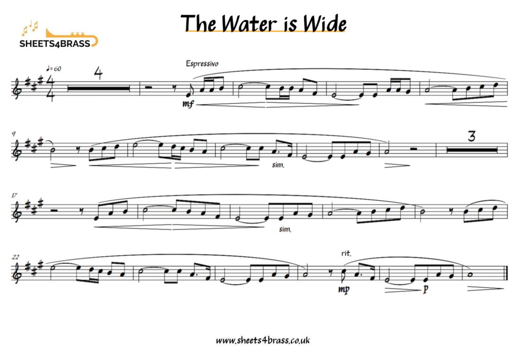The Water is Wide trumpet Sheet Music