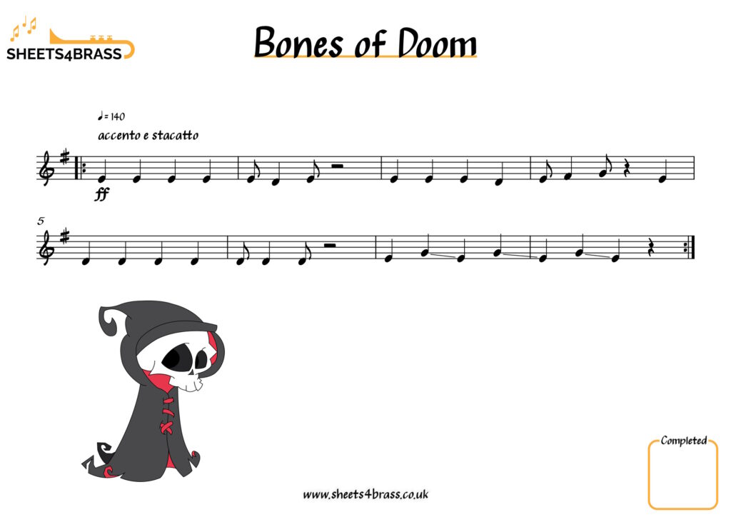 Bones of Doom sheet music for trumpet and brass