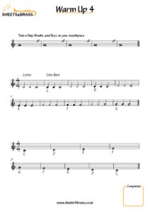 Warm up sheet music for beginner trumpet