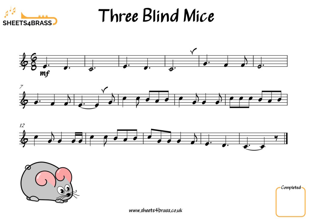 Three Blind Mice Sheet Music for Trumpet