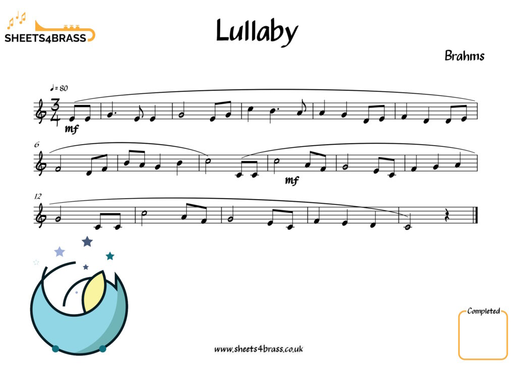 Lullaby Brahms, trumpet solo sheet music