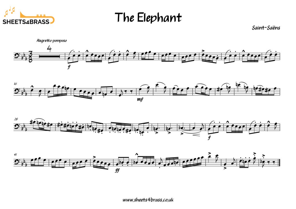 The Elephant, Trombone Solo, Sheet Music