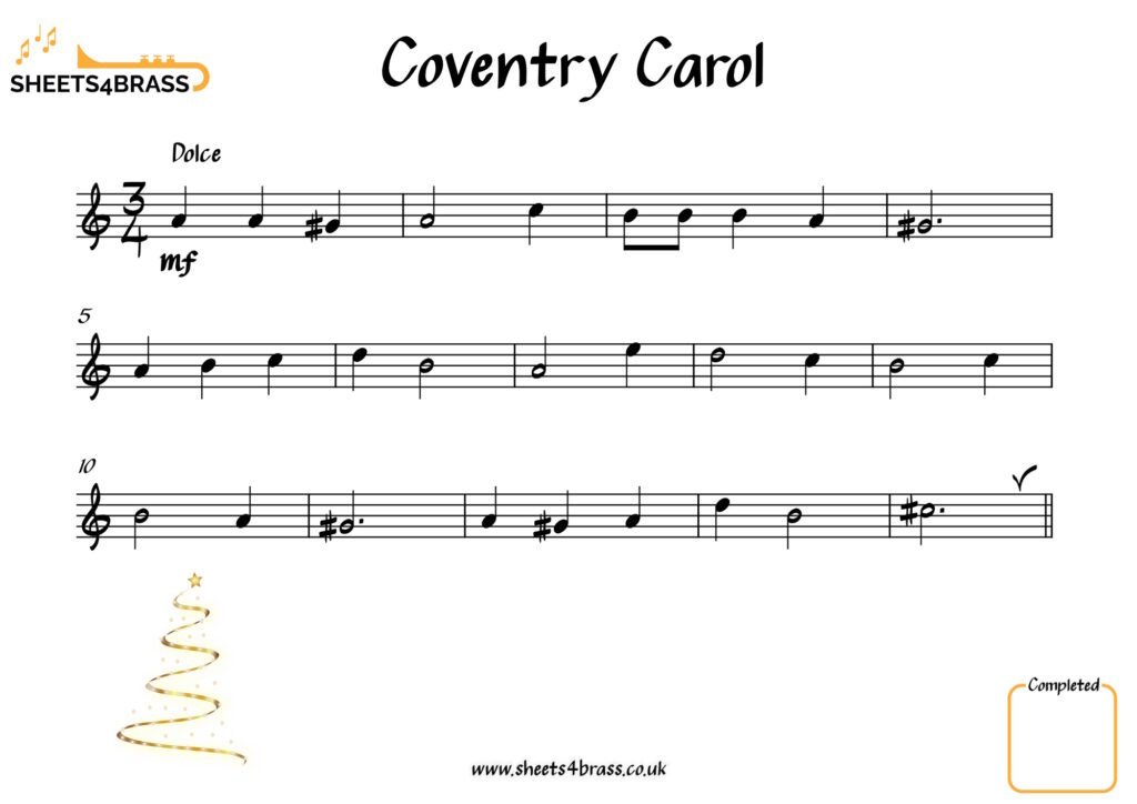 Coventry Carol Trumpet Solo Sheet Music