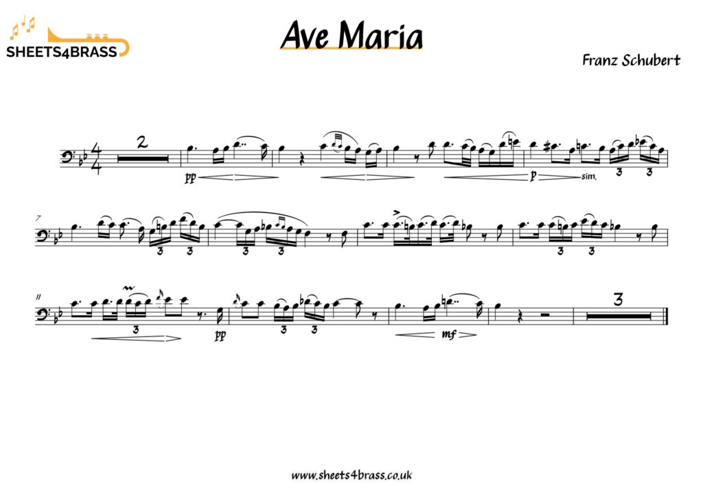 Ave Maria Sheet Music Trombone Euphonium