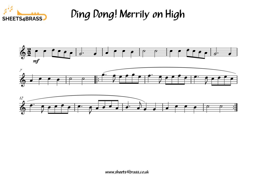 Ding Dong! Merrily on High Trumpet French Horn Solo Sheet Music