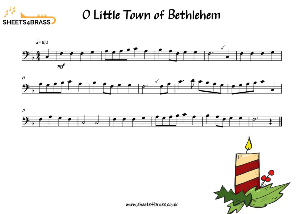 Oh Little Town of Bethlehem Sheet Music Trombone Euphonium Solo