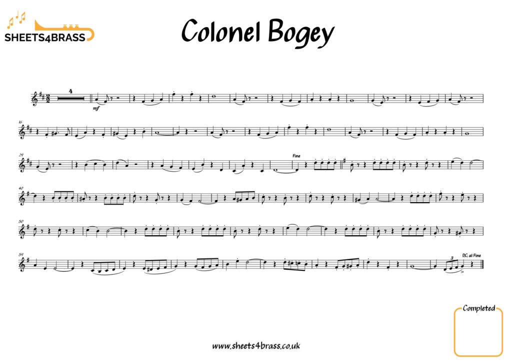 Colonel Bogey sheet music for trumpet french horn