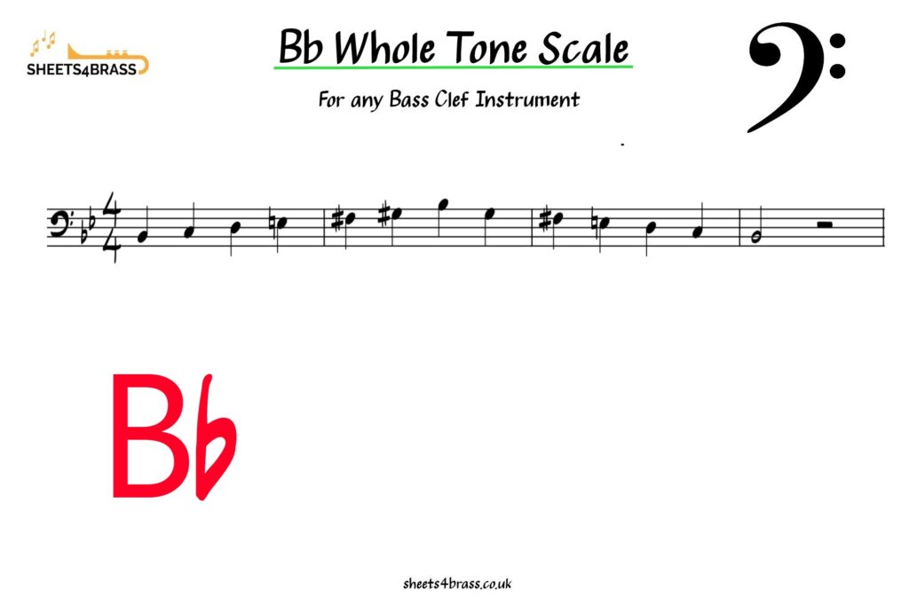 Bb Whole Tone Scale – Bass Clef