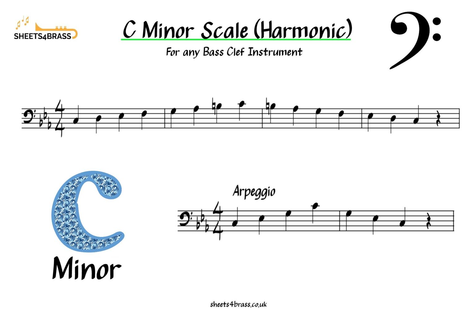 C Minor Scale Bass Clef
