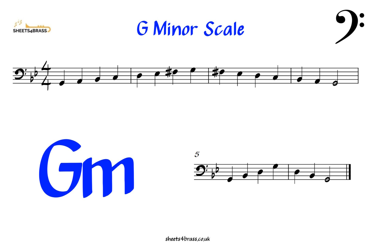 G Minor Scale Bass Clef